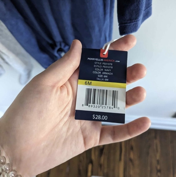 NWT 6M Perry Ellis Soft footie Pajamas set blue and gray - Picture 5 of 8